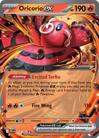 Oricorio ex 018/130 — Phantasmal Flames (English Pokémon TCG card)
