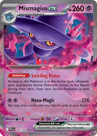 Mismagius ex 036/130 — Phantasmal Flames (English Pokémon TCG card)