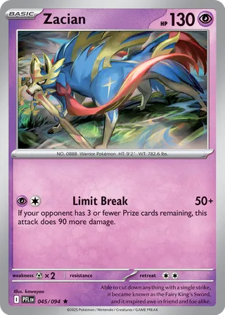 Zacian 045/130 — Phantasmal Flames (English Pokémon TCG card)