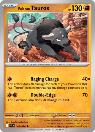 Paldean Tauros 048/130 — Phantasmal Flames (English Pokémon TCG card)