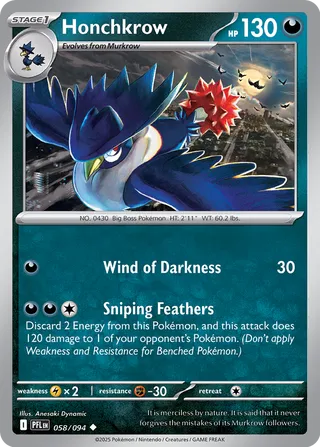 Honchkrow 058/130 — Phantasmal Flames (English Pokémon TCG card)
