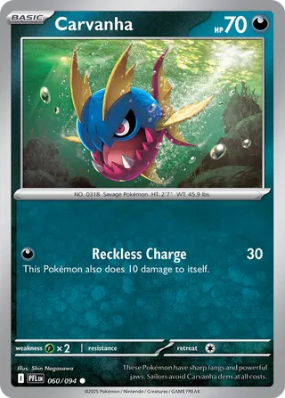 Carvanha 060/130 — Phantasmal Flames (English Pokémon TCG card)