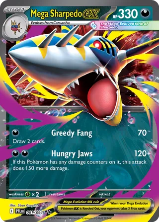 Mega Sharpedo ex 061/130 — Phantasmal Flames (English Pokémon TCG card)