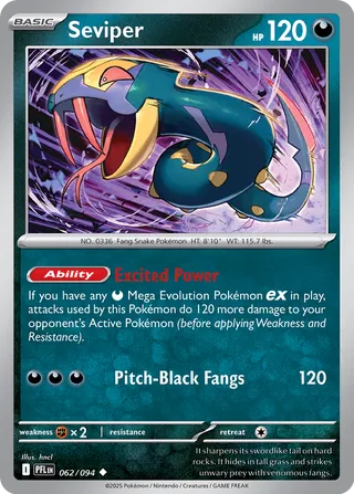 Seviper 062/130 — Phantasmal Flames (English Pokémon TCG card)