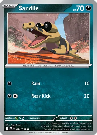 Sandile 064/130 — Phantasmal Flames (English Pokémon TCG card)