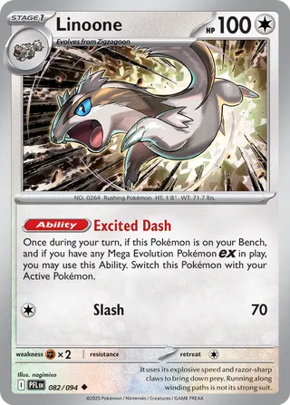 Linoone 082/130 — Phantasmal Flames (English Pokémon TCG card)