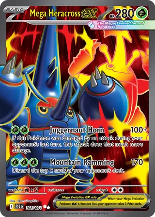 Mega Heracross ex 108/130 — Phantasmal Flames (English Pokémon TCG card)