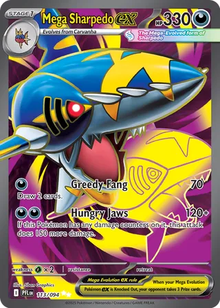Mega Sharpedo ex 113/130 — Phantasmal Flames (English Pokémon TCG card)