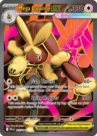 Mega Lopunny ex 115/130 — Phantasmal Flames (English Pokémon TCG card)