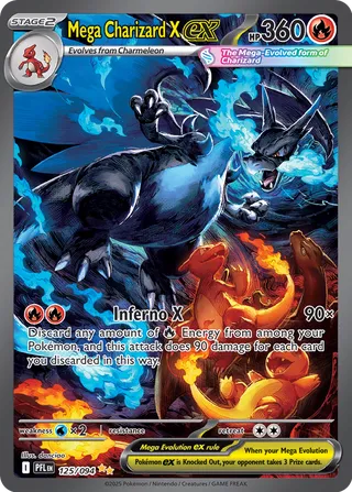 Mega Charizard X ex 125/130 — Phantasmal Flames (English Pokémon TCG card)