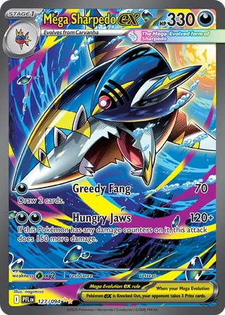 Mega Sharpedo ex 127/130 — Phantasmal Flames (English Pokémon TCG card)