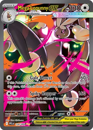 Mega Lopunny ex 128/130 — Phantasmal Flames (English Pokémon TCG card)