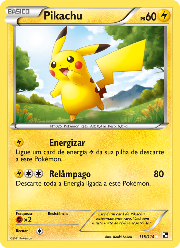 Pikachu 115 — Black & White (Portuguese Pokémon TCG card)