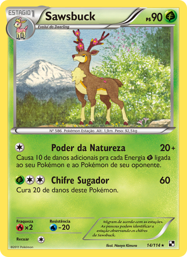 Sawsbuck 14 — Black & White (Portuguese Pokémon TCG card)