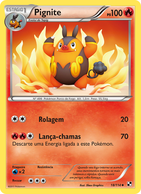 Pignite 18 — Black & White (Portuguese Pokémon TCG card)