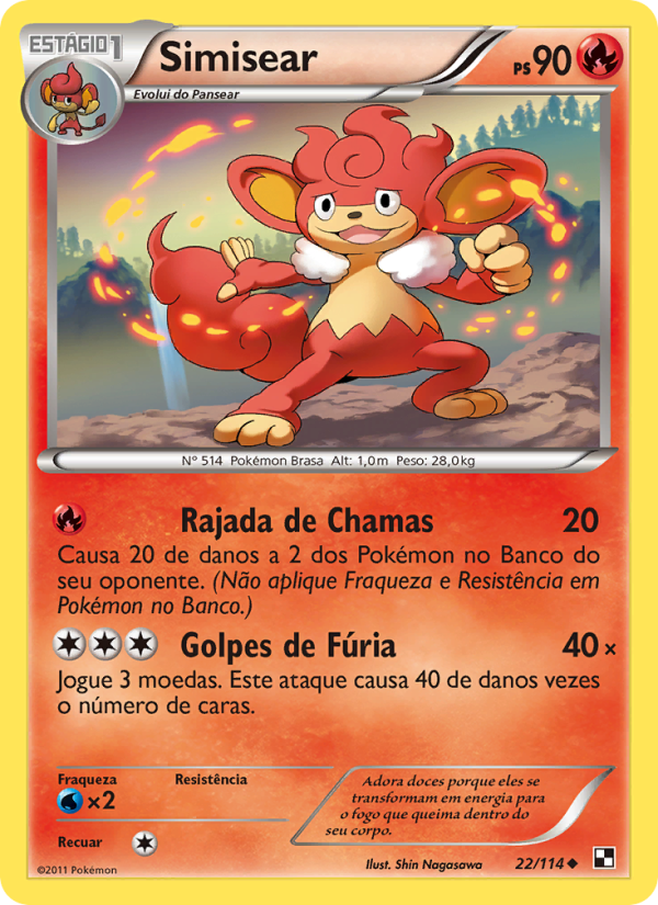 Simisear 22 — Black & White (Portuguese Pokémon TCG card)