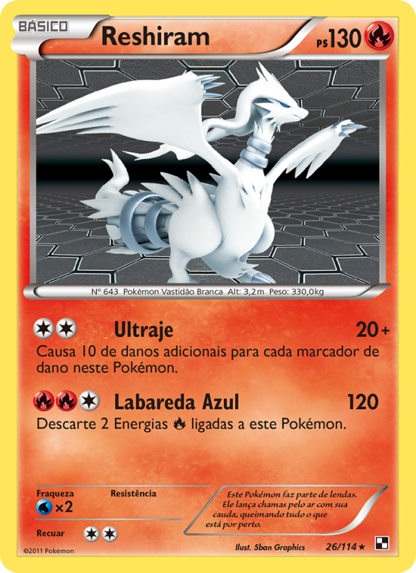 Reshiram 26 — Black & White (Portuguese Pokémon TCG card)