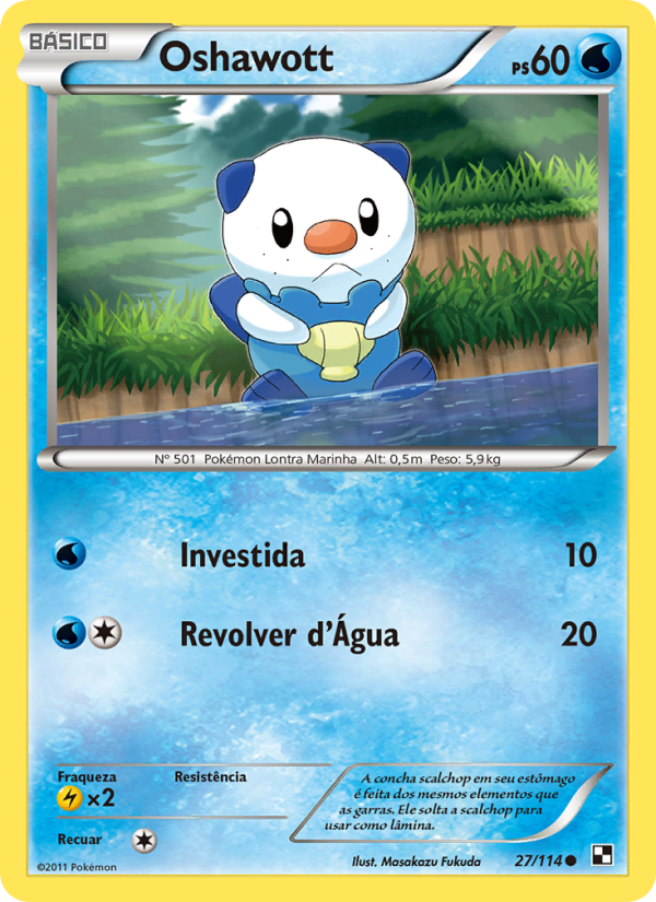 Oshawott 27 — Black & White (Portuguese Pokémon TCG card)