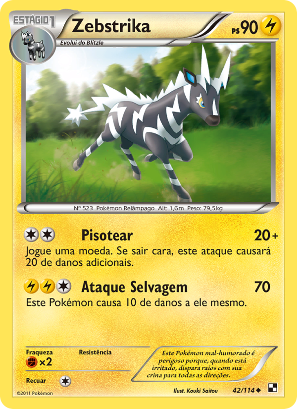 Zebstrika 42 — Black & White (Portuguese Pokémon TCG card)