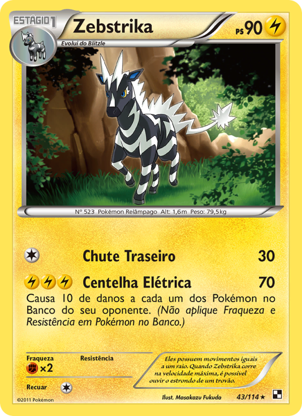 Zebstrika 43 — Black & White (Portuguese Pokémon TCG card)