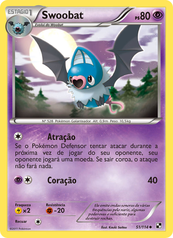 Swoobat 51 — Black & White (Portuguese Pokémon TCG card)