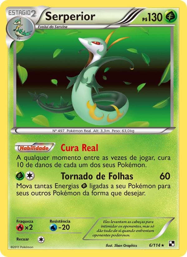 Serperior 6 — Black & White (Portuguese Pokémon TCG card)