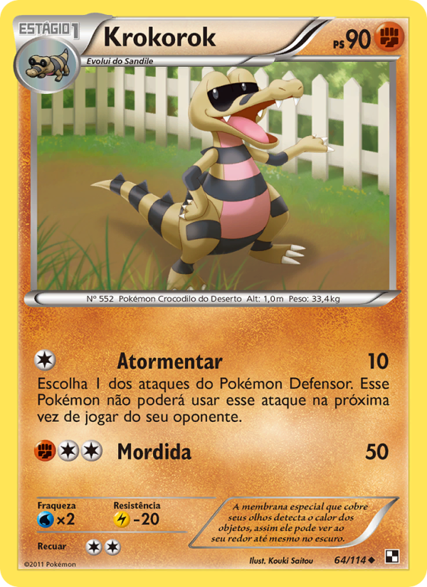 Krokorok 64 — Black & White (Portuguese Pokémon TCG card)