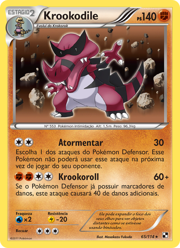 Krookodile 65 — Black & White (Portuguese Pokémon TCG card)