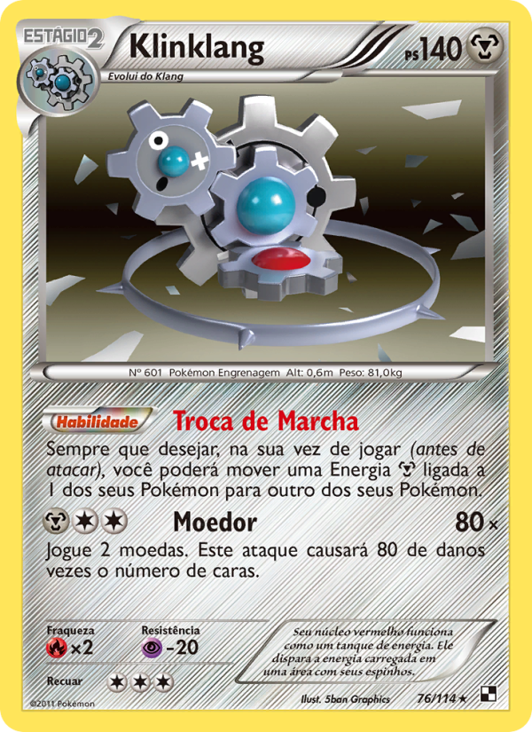 Klinklang 76 — Black & White (Portuguese Pokémon TCG card)