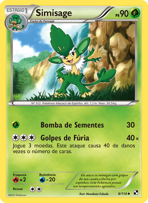 Simisage 8 — Black & White (Portuguese Pokémon TCG card)