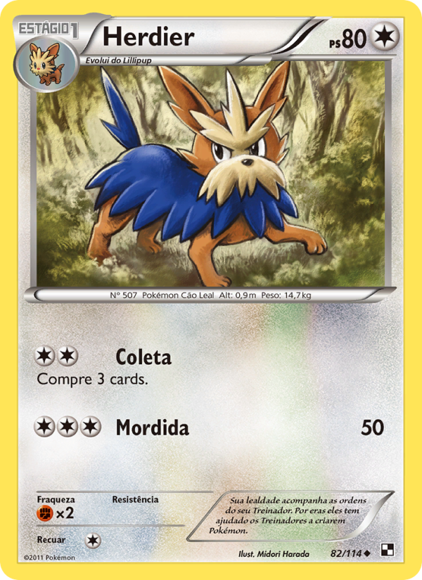 Herdier 82 — Black & White (Portuguese Pokémon TCG card)