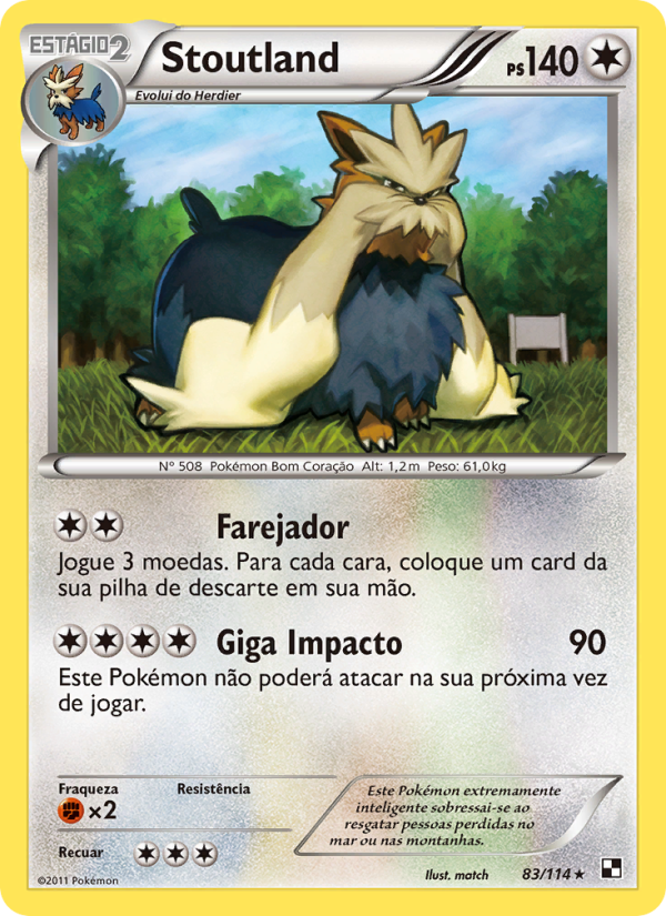 Stoutland 83 — Black & White (Portuguese Pokémon TCG card)