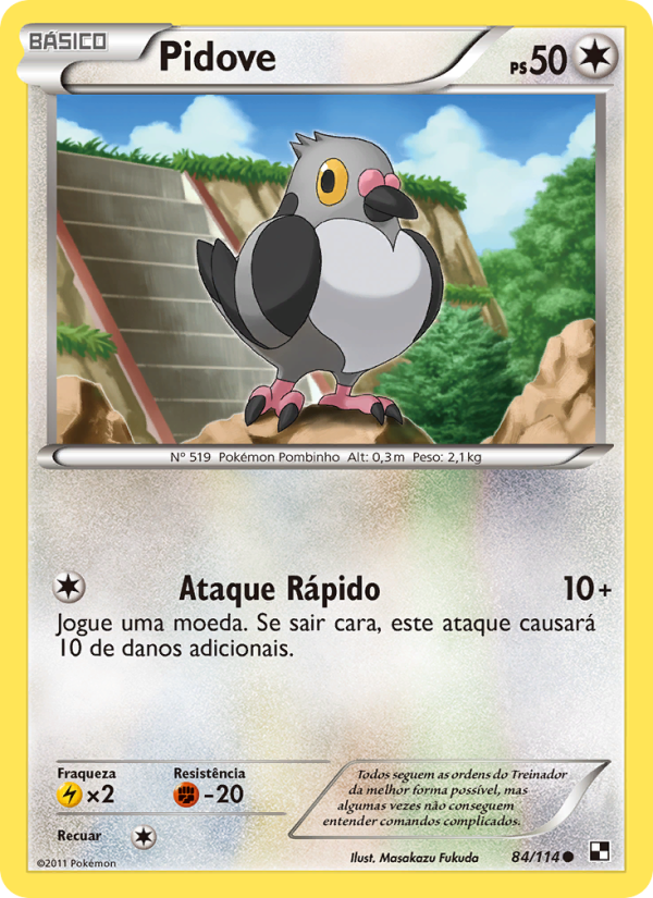 Pidove 84 — Black & White (Portuguese Pokémon TCG card)