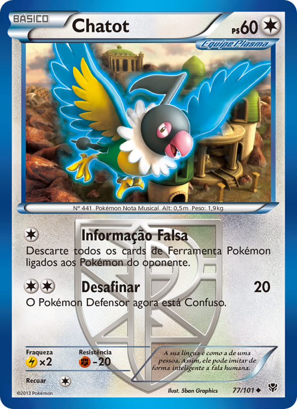 Chatot 77 — Explosão de Plasma (Portuguese Pokémon TCG card)