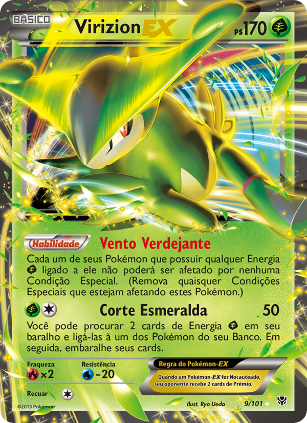 Virizion-EX 9 — Explosão de Plasma (Portuguese Pokémon TCG card)
