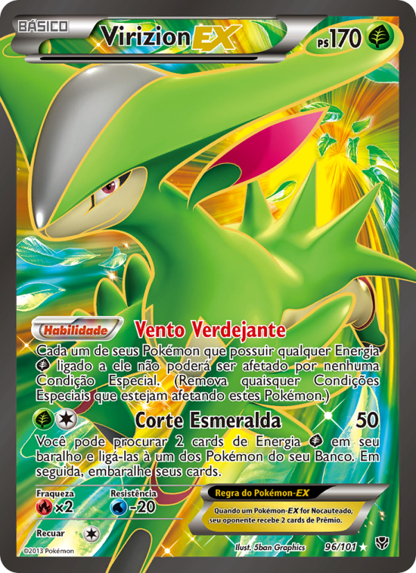 Virizion-EX 96 — Explosão de Plasma (Portuguese Pokémon TCG card)