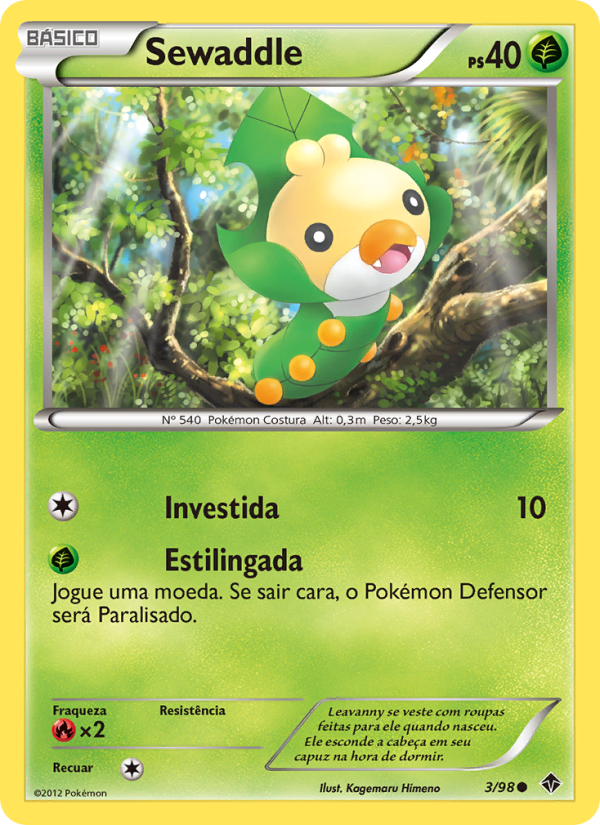 Sewaddle 3 — Poderes Emergentes (Portuguese Pokémon TCG card)