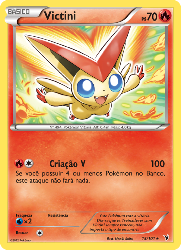 Victini 15 — Vitórias Nobres (Portuguese Pokémon TCG card)