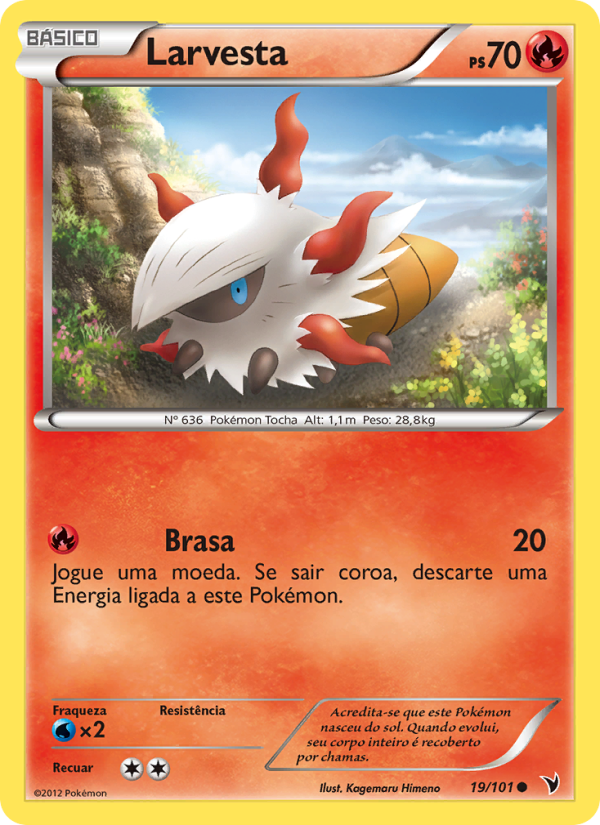 Larvesta 19 — Noble Victories (Portuguese Pokémon TCG card)