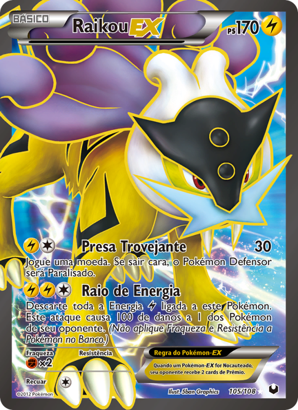 Raikou-EX 105 — Exploradores da Escuridão (Portuguese Pokémon TCG card)