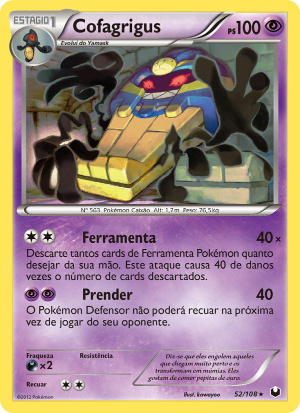 Cofagrigus 52 — Exploradores da Escuridão (Portuguese Pokémon TCG card)