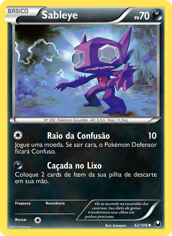 Sableye 62 — Exploradores da Escuridão (Portuguese Pokémon TCG card)