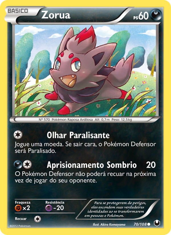 Zorua 70 — Exploradores da Escuridão (Portuguese Pokémon TCG card)
