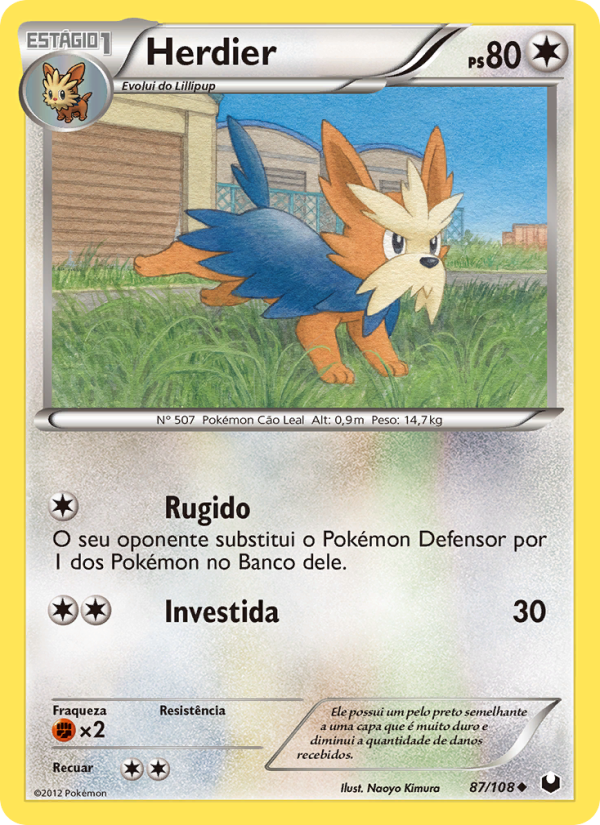 Herdier 87 — Dark Explorers (Portuguese Pokémon TCG card)