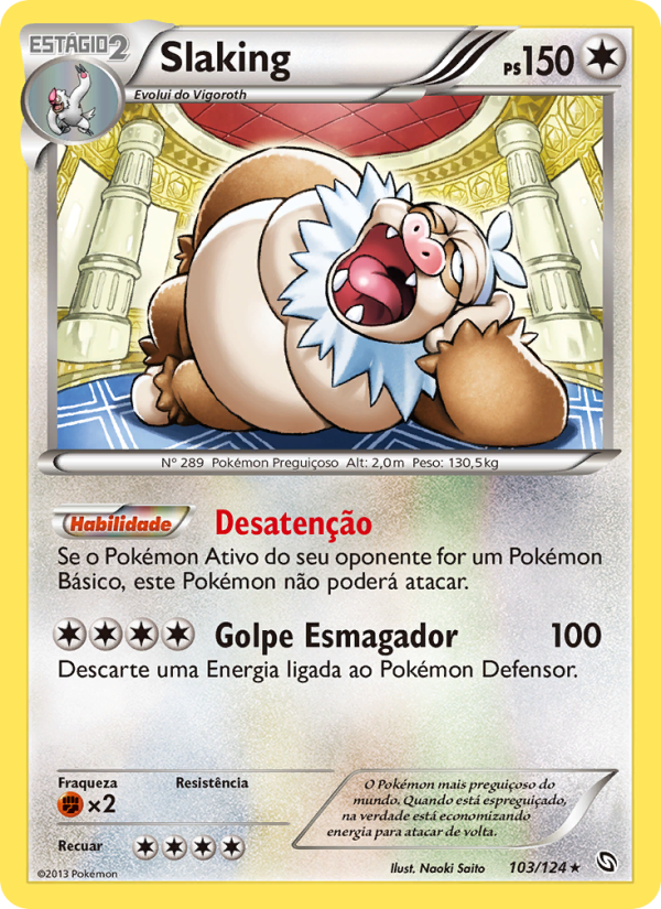 Slaking 103 — Dragões Enaltecidos (Portuguese Pokémon TCG card)