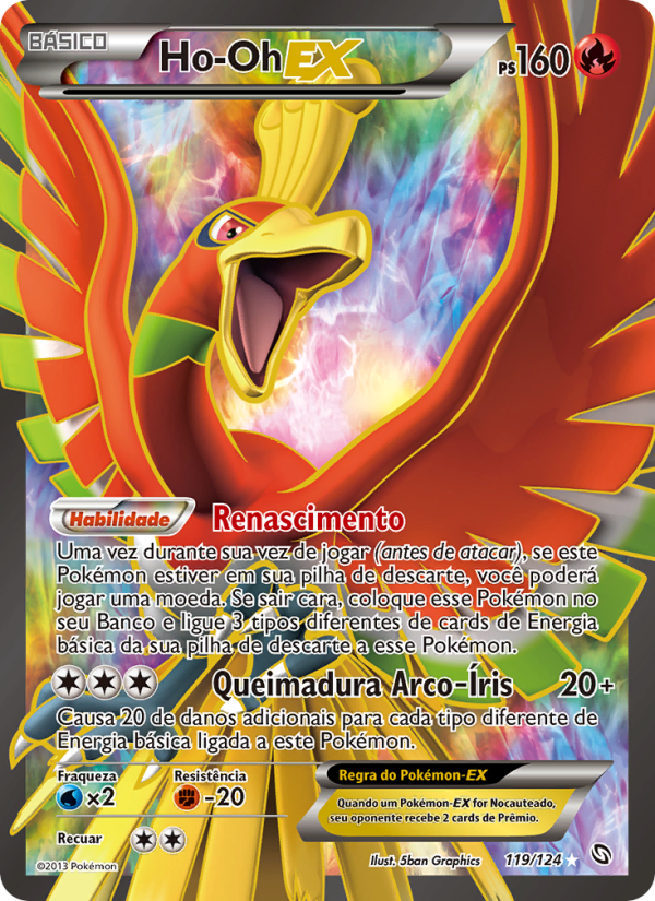 Ho-Oh-EX 119 — Dragões Enaltecidos (Portuguese Pokémon TCG card)