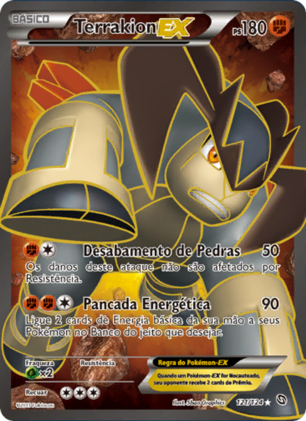 Terrakion-EX 121 — Dragões Enaltecidos (Portuguese Pokémon TCG card)