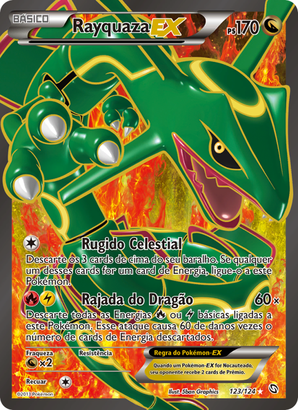 Rayquaza-EX 123 — Dragões Enaltecidos (Portuguese Pokémon TCG card)