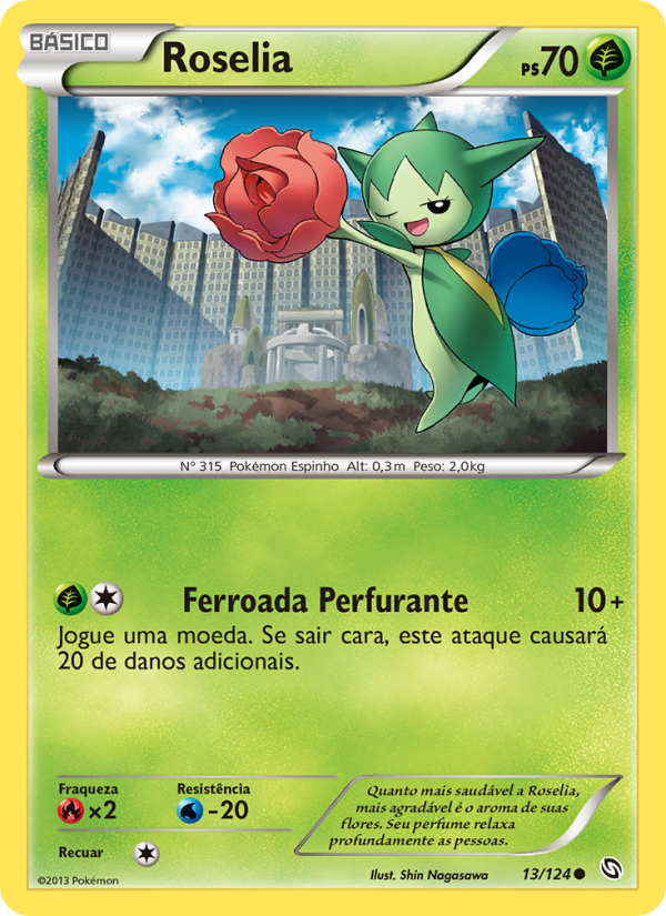 Roselia 13 — Dragões Enaltecidos (Portuguese Pokémon TCG card)