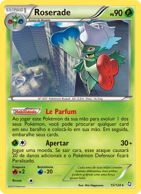 Roserade 15 — Dragões Enaltecidos (Portuguese Pokémon TCG card)